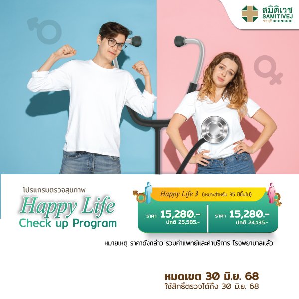 โปรแกรมตรวจสุขภาพ Happy Life Check-up P.3 สำหรับเพศชาย อายุ 35 ปีขึ้นไป